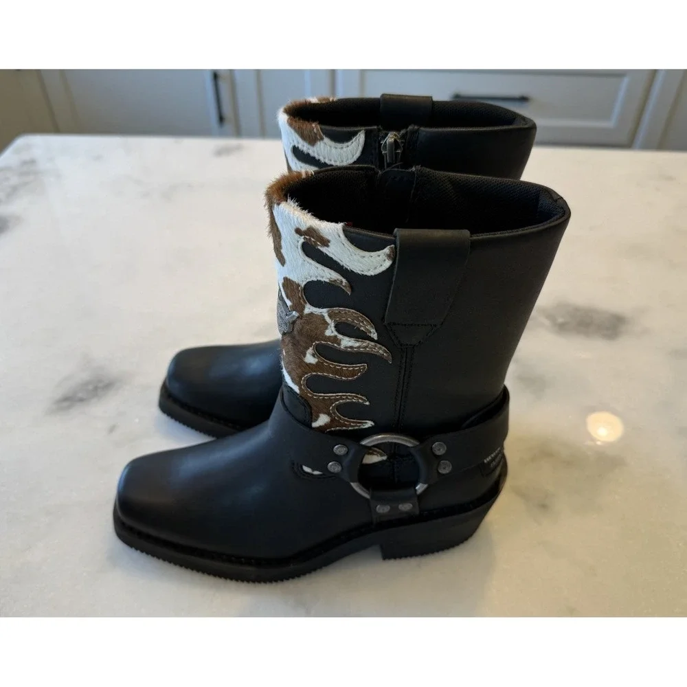 New Harley Davidson Boot Women's Size 5 Cow Print - Picture 5 of 7